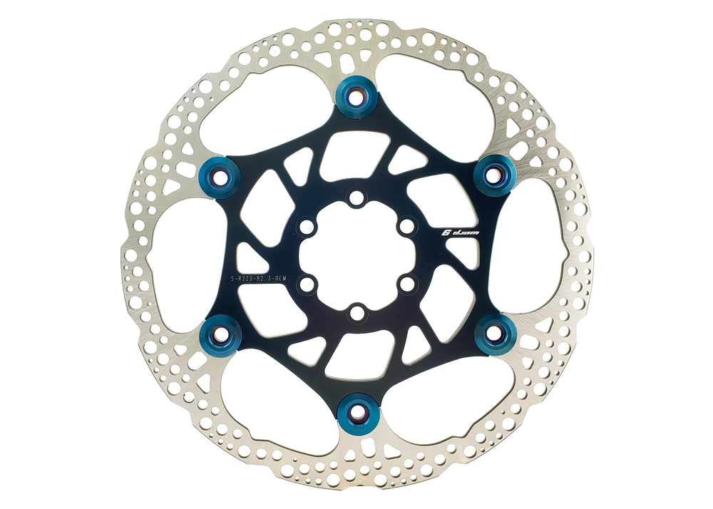 Warp 9 Surron / Segway 220mm x 2.3mm w/ Blue Buttons Floating Rotor. Fits Warp 9 Front and Rear Hubs and OEM Front Only @105 2-10c